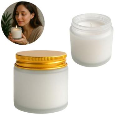 Imagem de Vela Aromática Castiçal Suporte De Vidro C/ Tampa - Clink, Chà Branco