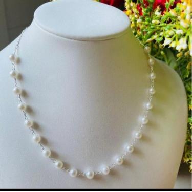 Imagem de Chocker com pérolas folheada na prata 10 milésimos mais banho de verni