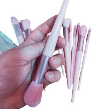Imagem de Kit Com 13 Pinceis De Maquiagem Contorno Base Fino C/ Estojo - Sem Mar