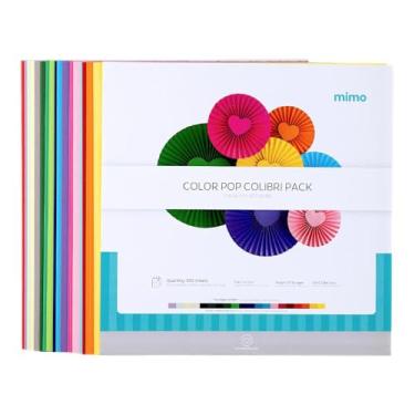 Imagem de Mimo Papel Color Pop Kit Colibri - 30,5 x 30,5 cm - 180 gr - 100 unds - Possui Massa Colorida - Fibras Mais Firmes e Curtas para Cortes precisos - Absorção Ideal para Receber Diversos Tipos de Impressões