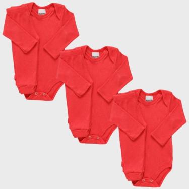 Imagem de Kit 3 Conjuntos Body Bebê Manga Longa + Calça Canelado Enxoval Materni