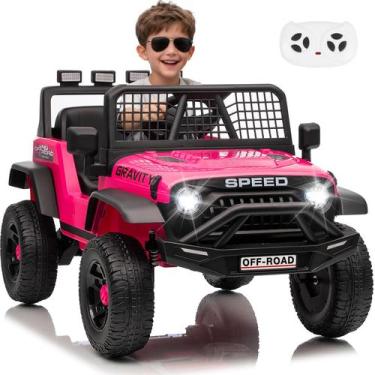Imagem de Carro elétrico infantil VeezyGo 24V 4x4 com controle remoto, rosa