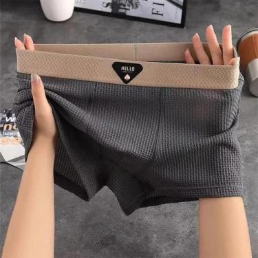 Imagem de Cuecas Boxer Masculinas plus Size De Seda Gelada, Respiráveis, Ajuste 