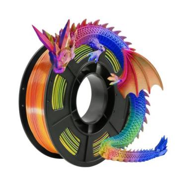 Imagem de Filamento De Impressão 3D Tricolor Silk PLA 1.75mm 250g Alta Precisão 