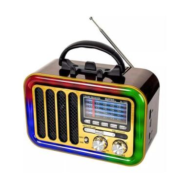 Imagem de Rádio Retro 5W Bluetooth 5.1 LED RGB com Lanterna Eletromex EL-1322 - 