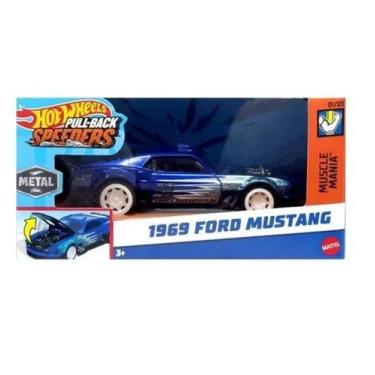 Imagem de Carrinho Hot Wheels Pull back Speeders Ford Mustang 1969 Mattel