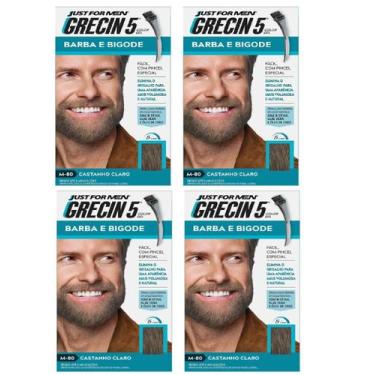 Imagem de KIT com 4 Tintura Grecin Barba e Bigode M-80 Castanho Claro