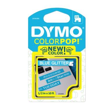 Imagem de Fita gliterizada dymo para rotulador lm (12mm x 3m) branco/azul