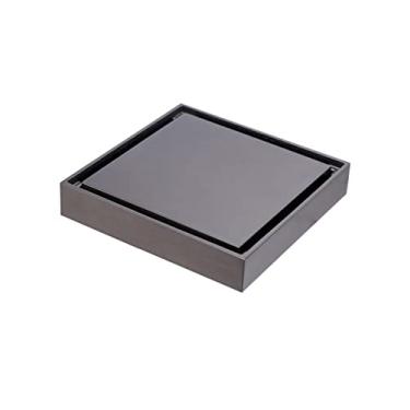 Imagem de Cobre lat?o quadrado banheiro chuveiro piso ralo ladrilho filtro de ¨¢gua invis¨ªvel preto ouro cromo n¨ªquel escovado, pistola cinza