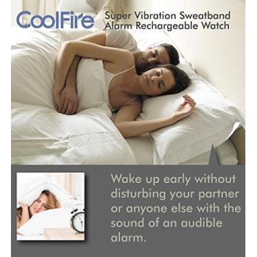 Imagem de CoolFire Despertador Vibrating - Pulseira de alarme silencioso vibrando relógio de alarme. Despertador silencioso de choque de pulso. Pulseira de alarme de vibração, despertador para dormentes e despertador inteligente USB 1685E