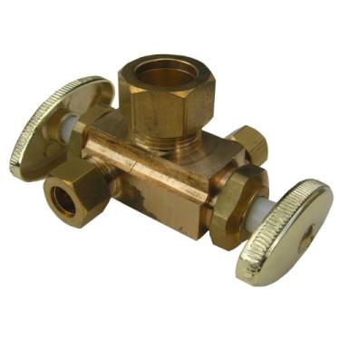 Imagem de LASCO 06-7461 Válvulas Duplas/Paradas Duplas, Entrada de Compressão 5/8 Polegada X 3/8 Polegada Tomada de Compressão X 1/4 Polegada, Latão