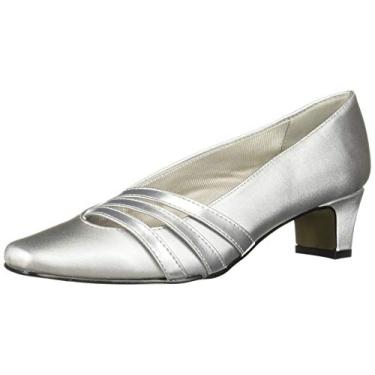Imagem de Easy Street Sapato social feminino Entice, Cetim prateado, 7.5 Wide