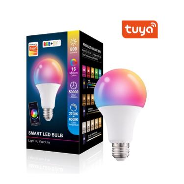 Imagem de Kit 5 Lâmpada Inteligente Bluetooth Bulbo E27 Colorido Rgb branco quente frio 10W App Smart Life Tuya