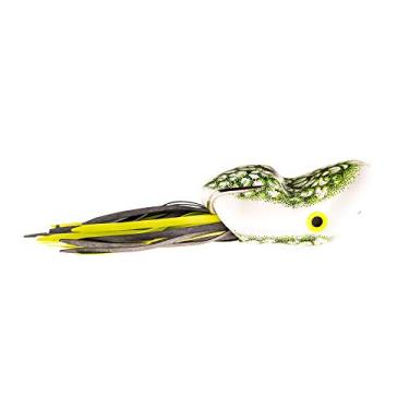 Imagem de Scum Frog Popper Topwater Isca de sapo para pesca de robalo com ganchos sem erva daninha, preto natural e verde