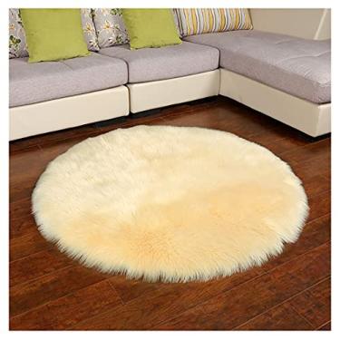 Imagem de GERYUXA CarpetFluffy Tapete de pelúcia decorativo cobertor grande macio gradiente sala de TV, quarto, berçário, almofada de assento infantil (tamanho: 80 cm, cor: M bege)