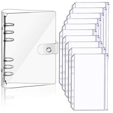 Imagem de Capa para caderno A5 de PVC macio transparente e 10 unidades de fichário para caderno A5, folhas soltas, capa para agenda pessoal de folhas soltas, bolsos para fichário à prova d'água (transparente)