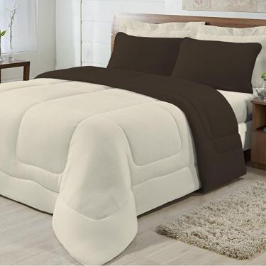 Imagem de Edredom Queen Dupla Face Malha 100% Algodão 1 peça - Palha/Tabaco