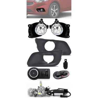 Imagem de Kit Farol de Milha Neblina Chevrolet Joy Hatch e Sedan 2020 2021 Com Moldura + Kit Lâmpada Super LED 6000K
