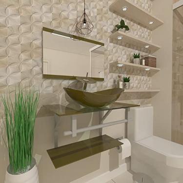 Imagem de GABINETE DE VIDRO 40CM AC COM CUBA OVAL OURO ENVELHECIDO