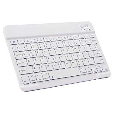 Imagem de Teclado Bluetooth ultrafino portátil mini teclado sem fio recarregável para Apple iPad, iPhone, Samsung, tablet, smartphone, iOS, Android, Windows (10 polegadas) branco)