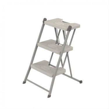 Imagem de Escada Dobrável Cinza 3 Degraus Compacta 120Kg  - Anodilar