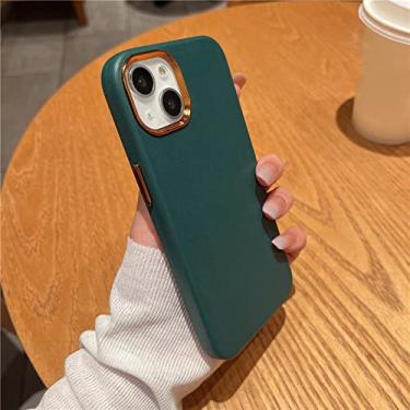 Imagem de Capa de couro sólido original para iPhone 13 12 Mini 11 Pro Max X XR XS 7 8 Plus SE Capa de negócios retrô macia ultrafina à prova de choque, verde escuro, para iPhone 11Pro max