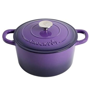 Imagem de Crock-Pot Forno holandês de ferro fundido esmaltado artesanal com tampa, 5 quartos, roxo lavanda