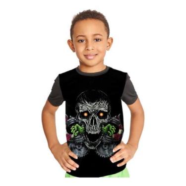 Imagem de Camiseta Infantil  Caveira Skull Full Print Ref:900 - Smoke