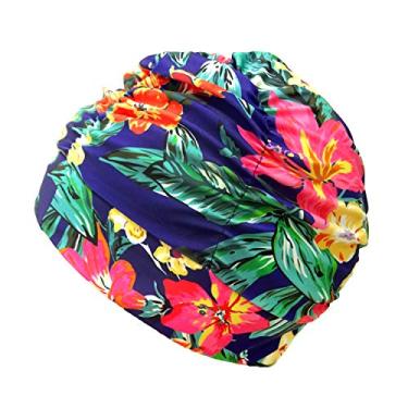 Imagem de HONBAY Touca de banho plissada de cabelo longo, não impermeável (Canna)