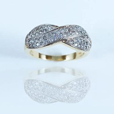 Imagem de Anel Banhado ouro 18 K,decorado com Microzircõnias