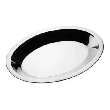 Imagem de Travessa Oval Funda Aço Inox 30cm Porções Batatas Saladas Restaurantes