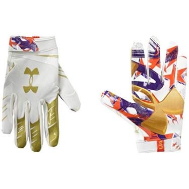 Imagem de Under Armour Men's F7 Novelty Football Gloves , White (104)/Metallic Faded Gold , Large