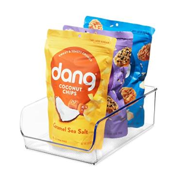 Imagem de iDesign Caixa organizadora de plástico para geladeira e freezer da Linus, recipiente transparente para alimentos, bebidas, organização de produtos sem BPA, 28 cm x 18 cm x 9 cm, transparente