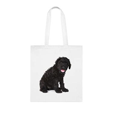 Imagem de Linda bolsa preta para cachorro terrier russo, presente para cachorro terrier russo, aniversário de cachorro terririer bolsa de ombro russo terrier, bolsa reutilizável para cães terrier russo, Branco