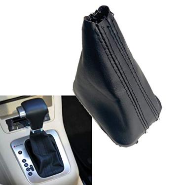 Imagem de Fouedy Cromado e couro automático botão de mudança de marchas de carro alavanca Gaitor Boot para VW Tiguan 2007 2008 2009 2010 2011