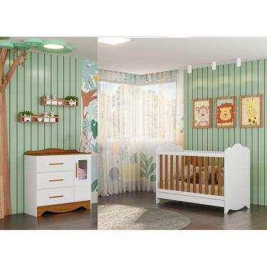 Imagem de Berço e Cômoda Provençal Moveis Peroba Clara MDF 