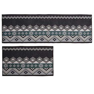 Imagem de Tapete de cozinha padrões geométricos macio tapete absorvente antiderrapante lavável sem derramamento tapete para sala de estar quarto cabeceira banheiro varanda entrada, cinza escuro, 70 * 140 cm