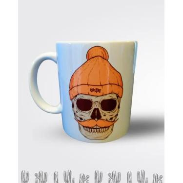 Imagem de Caneca Caveira De Porcelana Personalizada Rupestre Modelo Frio da Serra
