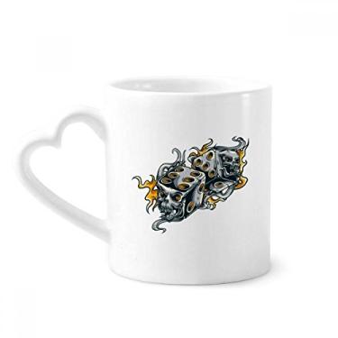 Imagem de Caveira dados com ilustração de efeitos legais caneca café cerâmica copo de coração de vidro