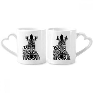 Imagem de Conjunto de canecas de porcelana para casais, animais simples, pinto e coração
