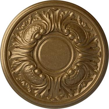 Imagem de Medalhão de teto Ekena Millwork CM11WAACS 11 3/4" OD x 1 1/4" P Wakefield (serve em toldos até 3 5/8"), cobre antigo, 11 3/4"OD x 1 1/4"P (Fits Canopies up to 3 5/8"), Hand-Painted Pale Gold