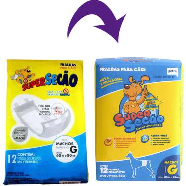 Imagem de Fraldas Descartáveis Super Secão para Cães Machos - Tam. G