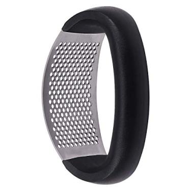 Imagem de Espremedor de alho, espremedor de alho Yeebline de aço inoxidável, alho, gengibre, roqueiro/cortador/espremedor com alça ergonômica, cortador de mince de alho para casa/cozinha/exterior, Preto