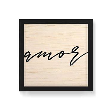 Imagem de Arte Maníacos Quadro Decorativo em Madeira Amor Fundo Branco - 30x30cm (Moldura caixa em laca preta)