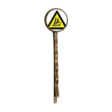 Imagem de Warning Symbol Amarelo Preto Empilhadeiras Triângulo Retrô Metal Hair Bobby Pin Headwear
