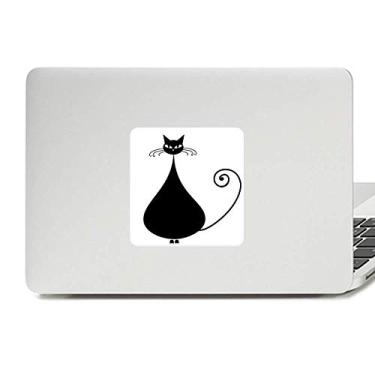 Imagem de Adesivo de vinil paster para laptop preto amante de gato Halloween Animal Art Outline para decoração de PC