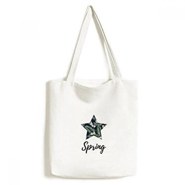 Imagem de Bolsa de lona branca tropical para desenho de plantas sacola de compras casual