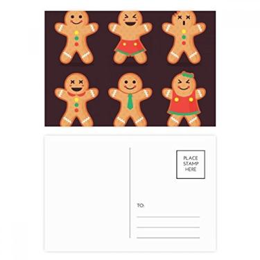 Imagem de Biscoito de gengibre masculino, conjunto de cartão postal de Natal, cartão de felicitações de aniversário