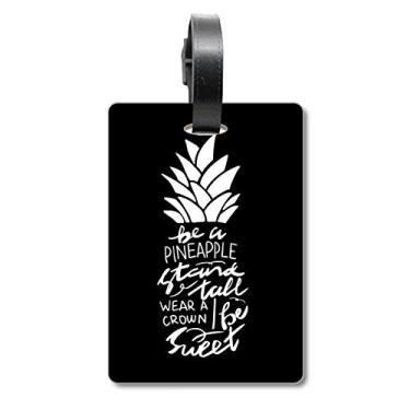 Imagem de Be a Pineapple Stand Tall citação preta bolsa etiqueta bagagem cartão pendurado Scutcheon etiqueta