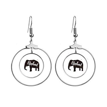 Imagem de Brincos de elefante preto e branco com argola pendurada, joia circular